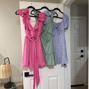 Pink, Green, and Blue Floral Dresses